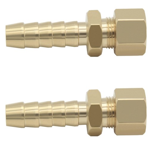 2 PCS Brass Compression Fitting 3/8 Inch Tube OD 5/16 Inch Hose Barb Adapter