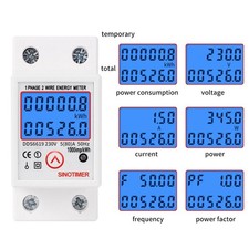230V Digital LCD Kwh Wattmeter Power Consumption Electric Energy Meter Din Rail