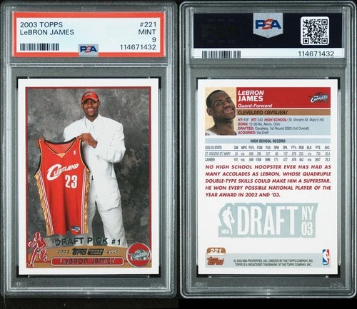 2003 Topps Rookie Card #221 Lebron James RC PSA 9 MINT Cleveland Cavs