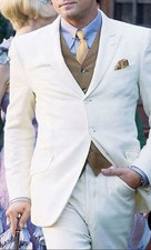 LUCCI 3pcs Men Ivory Suit  Brown Vest NEW