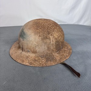 VTG Hard Hat Steel Helmet w/ Liner Leather Sweatband Military Work Classic
