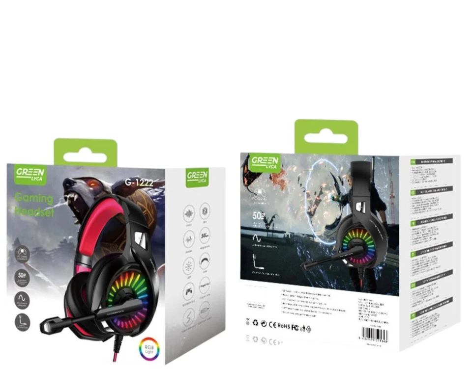 RGB Gaming Headset Surround Sound Microphone Noise Cancel Bass for PS4 PS5 Xbox PC - Image 3 of 3