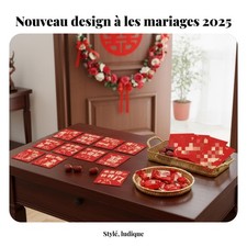 Mini pochette rouge, jeu de porte mariage chinois, set porte-bonheur
