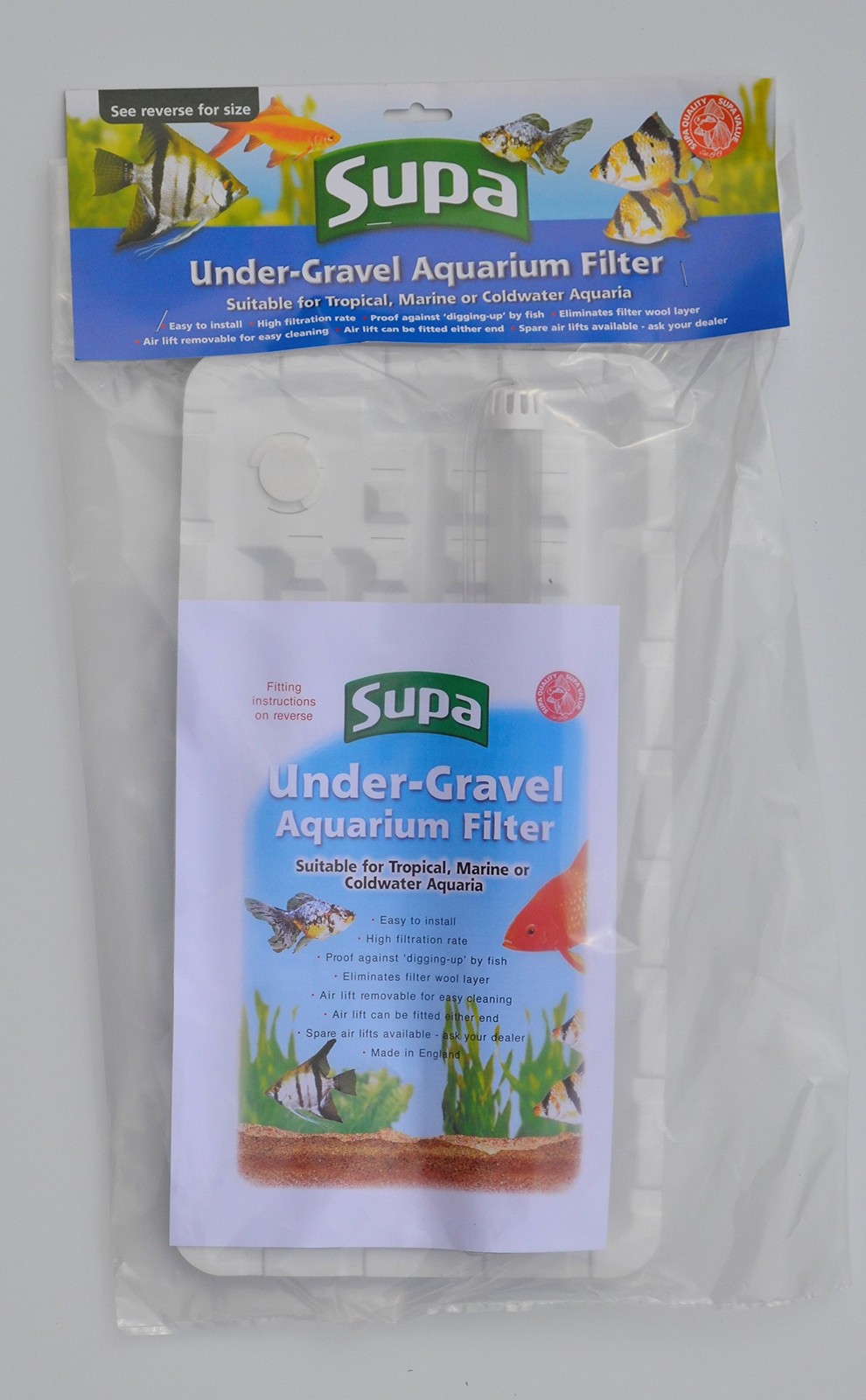 Supa Under Gravel Aquarium Filter, 43 x 23 cm, Suitable For 17"" x 9"", White