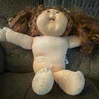 Cabbage Patch Kids 1980s 16in Soft Body Girl Doll Brown Curly Hair Signed
