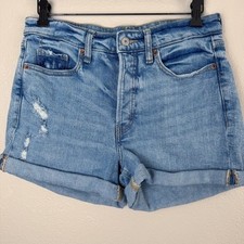 Old Navy high rise O.G. Straight rolled hem distressed shorts 8