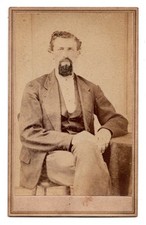 Antique CDV Circa 1860s Bearded Man In Suit Seated Pose Unmarked