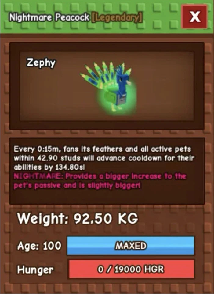 ROBLOX 🌱Grow A Garden🌱Nightmare Titan Peacock 🔥 15S NO TOY! 80kg+Fast 💨DELIVERY