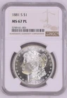 1881-S Morgan Silver Dollar MS 67 PL NGC Blast White!