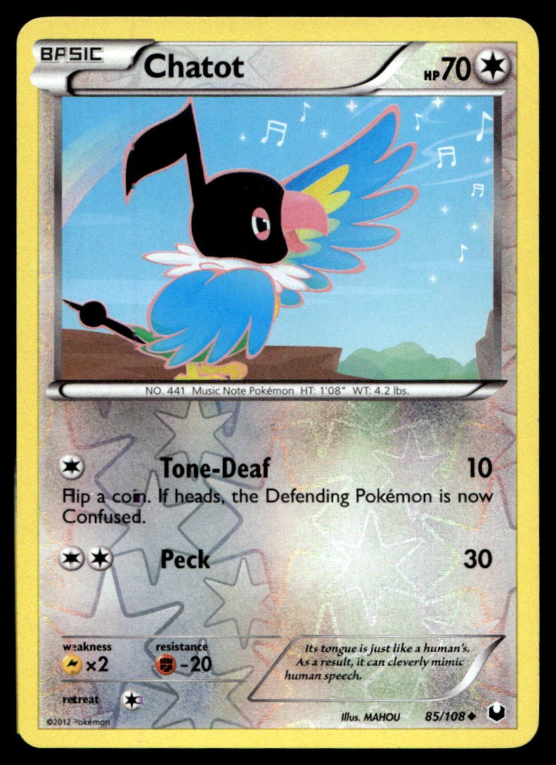 Chatot Dark Explorers Uncommon 85/108 2012 Pokemon TCG