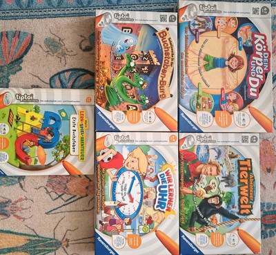 4 Tiptoi Spiele und 1 Buch Im Set