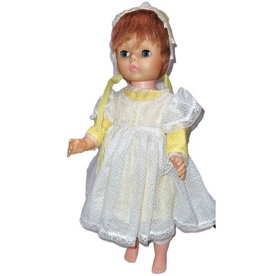 18'' Vintage  Beautiful Ginger Red Hair W/Deep Blue Sleep Eyes Little Girl Doll 