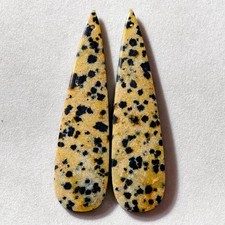 54 Cts Natural Dalmatian Jasper Drilled Pair Cabochon Gemstone 54.7 X 14.7 MM