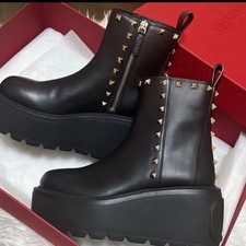 VALENTINO Studded Leather Ankle Boots