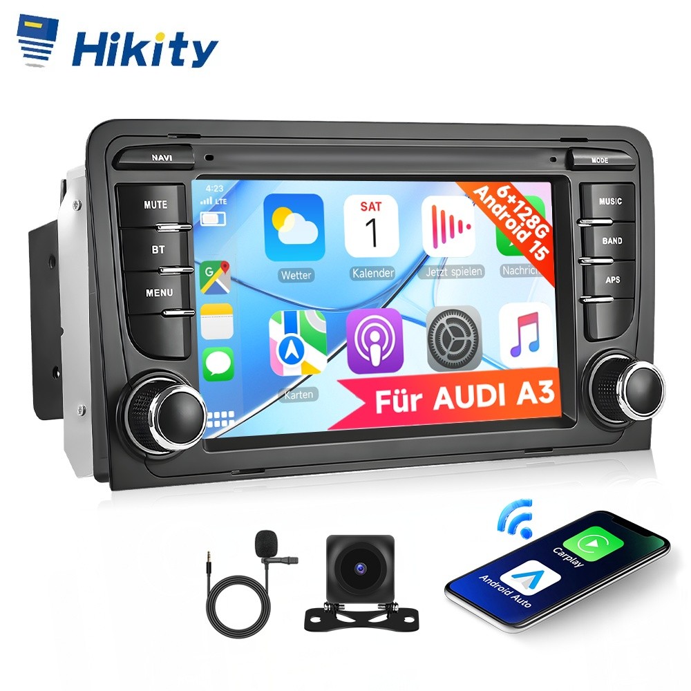 Per Audi A3 8P 2003-2012 Android 15 Apple Carplay Autoradio GPS Navi Kam 6+128GB
