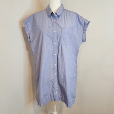 Uniqlo Womens Medium Blue Cotton Shirt Dress Mini Short Sleeve