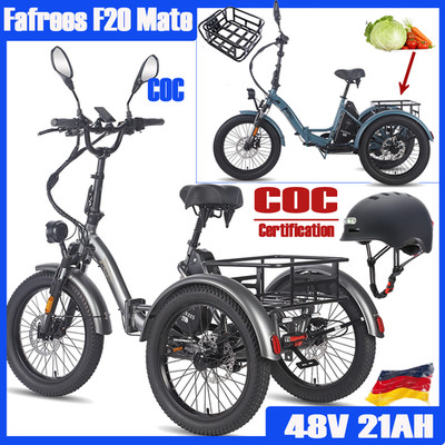 Fafrees F20 Mate Elektrofahrrad 20Zoll E-Dreirad E-Bikes E-Tricyc mit Korb 110km