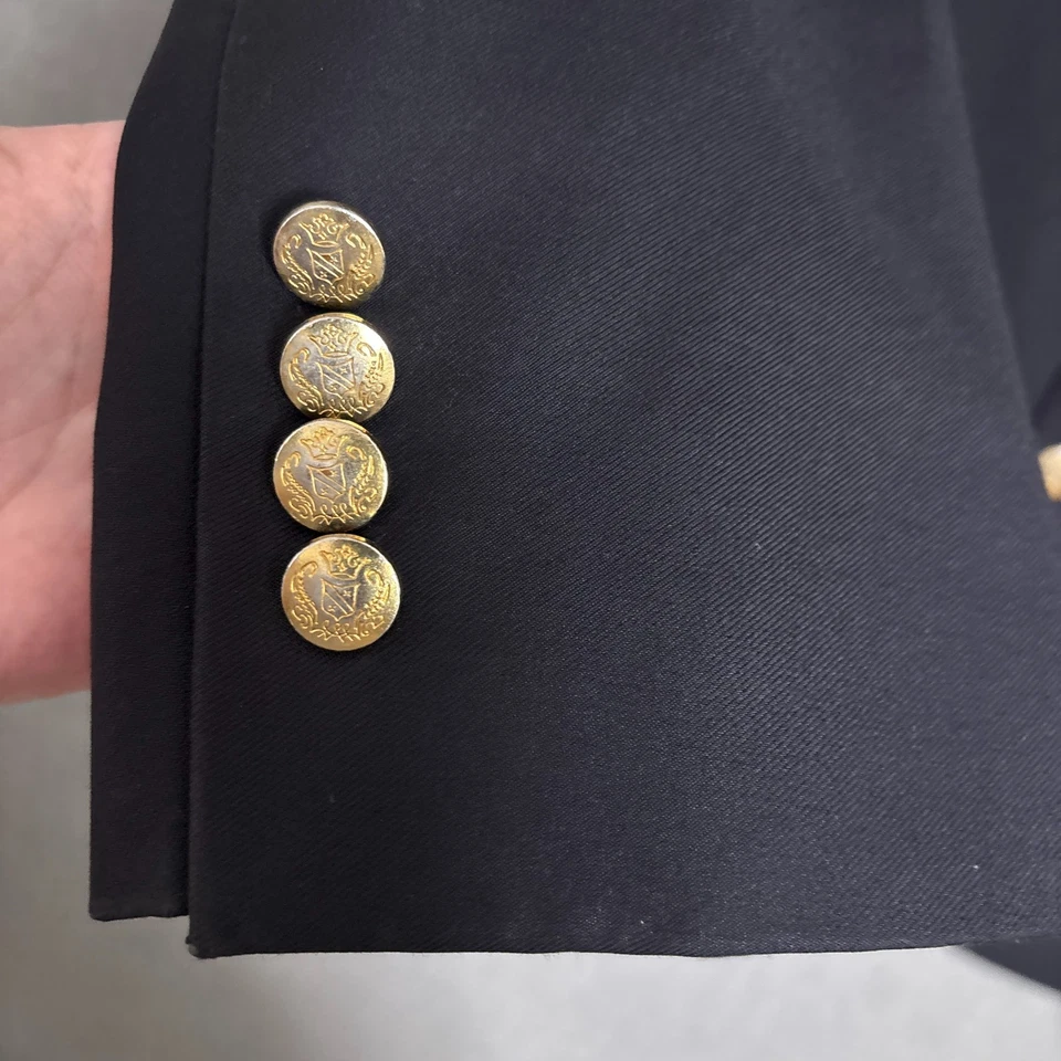 Jos A Bank Signature Blazer 46R Regal Fit Navy Blue Wool Gold Jacket Classic - Image 4 of 4