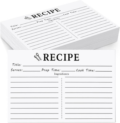70 Count Recipe Cards 4X6 White, Double Sided, Blank for Bridal Shower and Weddi