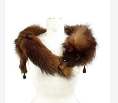 Vintage Brown Fox Fur Stole Full Body Head Tail Glass Eyes 42” Old