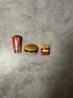 Lot of 3 Vintage Food Related Collectible Fridge Magnets Cheeseburger Coke Fries