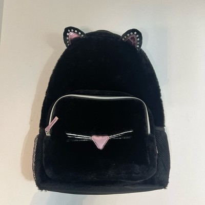 Backpack Black Cat Kitty Faux Fur Ears Nose Whiskers Goth More Than Magic
