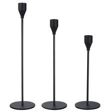 3 Pack Matte Black Candlestick Taper Candle Holders Set for 3/4" Taper Candles