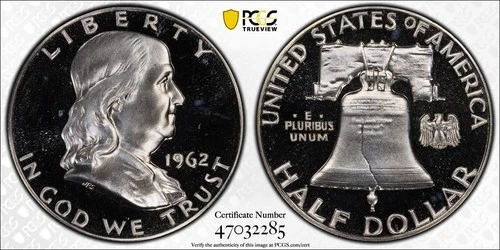 1962 Franklin Half Dollar Proof PCGS PR66CAM PF 66 CAMEO Gold Shield Coin 50C