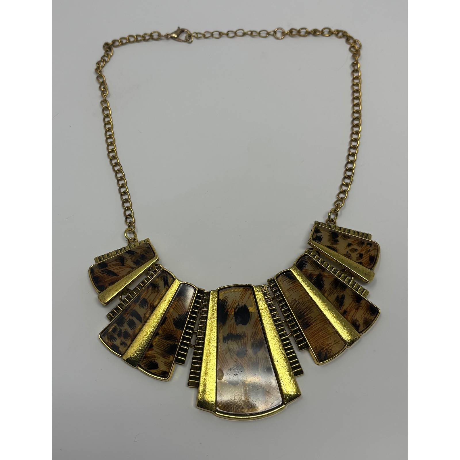 Chic Leopard Print Statement piece Necklace Gold … - image 5