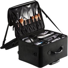 Rolling Makeup Train Case Large Storage 3 Tiers, Convenient Carry With Handle, W