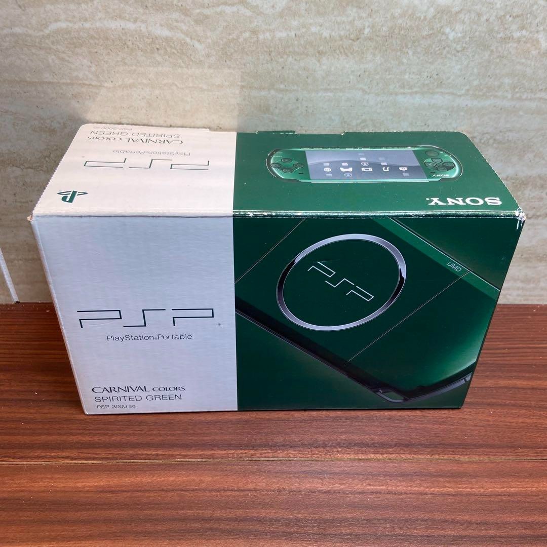 PSP 3000 Spirited Green SG Box Console Charger with box Tested Japan PSP