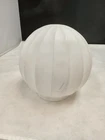 VTG White Milk Glass 6" Round Ribbed Ball Light Shade Globe Lamp MCM