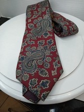 Bert Pulitzer Regent Men's Silk Tie Red With Blue And Green Paisley Pattern