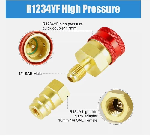 For Car A/C R1234YF To R134A Adapter Kit Quick Couplers Hi/Lo Side Conversion - Picture 10 of 17
