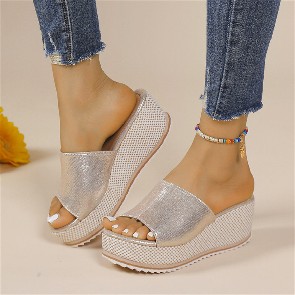 PANTOFOLA D’ORO Sandali con zeppa da donna estivi casual ciabatte moda slip on scarpe punta aperta