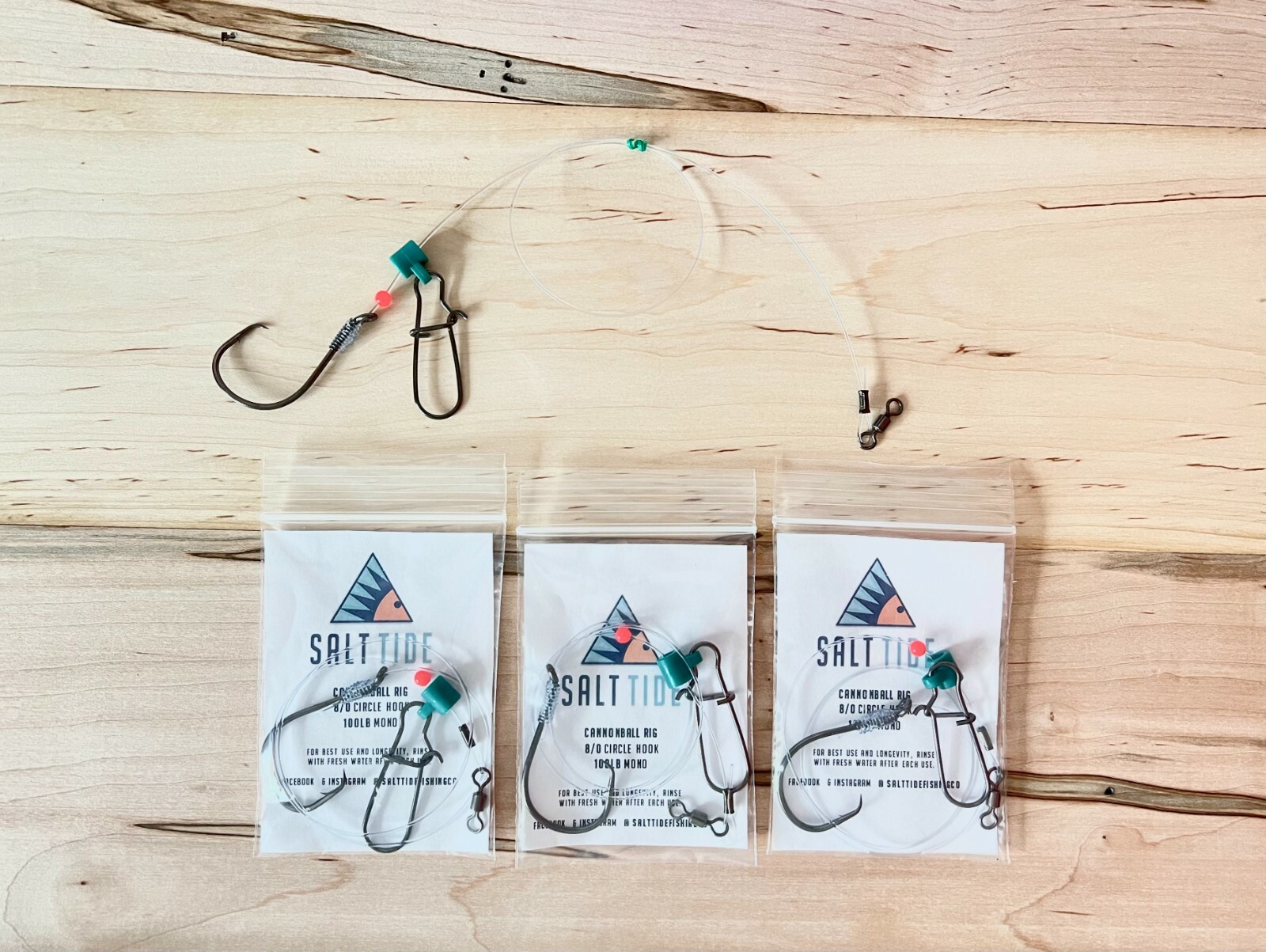 3 Pack 'Cannonball Rig' for Red Drum Surf Fishing 100lb Mono 8/0 Circle