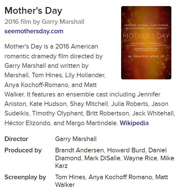 Mother's Day (DVD,2016,Widescreen) Jennifer Aniston,Kate Hudson,BRAND NEW!