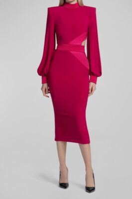$600 Zhivago Women's Pink Cry Jersey Cutout Bodycon MIDI Dress Size 2