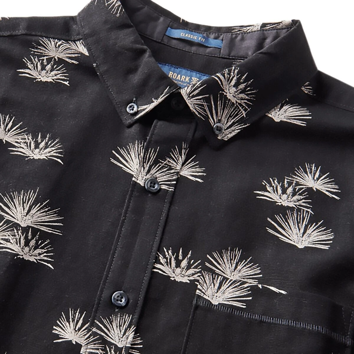 Roark Shirt Mens Black Agave Scholar Short Sleeve Woven Button down MEDIUM NWT