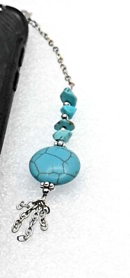 Schmuck Charm Handy PERLBLAU TÜRKIS, Taschenschlaufe, neu 
