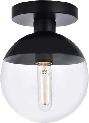 Modern Clear Glass Ceiling Light Fixture with 1-Light,  Industrial Sphere Glass 