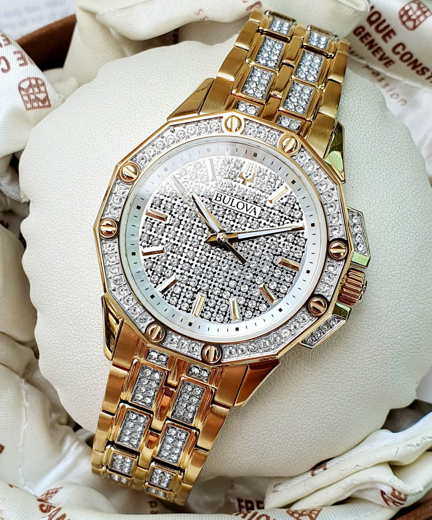 Bulova Octava Crystal Dual Tone Pave Crystal Women's Watch 98L302