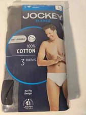 New Men's Jockey 3-pack Black Color Bikini Briefs Underwear 100 Cotton