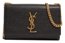 New in Box Saint Laurent Small Ysl Grain De Poudre Leather Crossbody Bag
