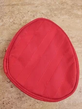 Saks Fifth Avenue Red Nylon Oval Shape Makeup Cosmetic Travel Bag Jewelry Holder