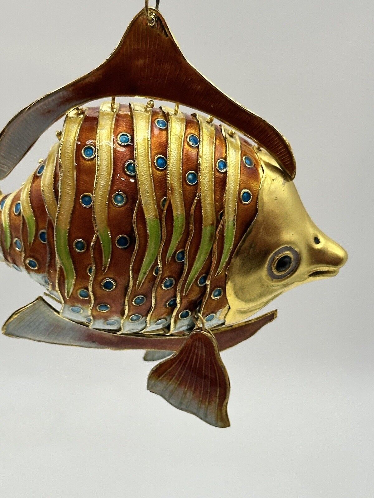 Cloisonné Enamel And Metal Articulated Fish Hanging Ornament Decoration