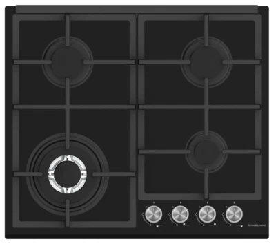 PIANO COTTURA VETRO NERO 4 FUOCHI COMANDI FRONTALI GHISA WOK 60 CM SCHAUB LORENZ