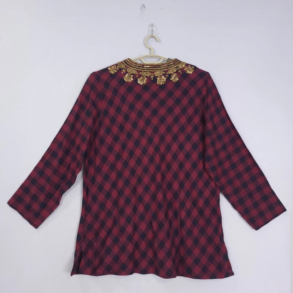 Top túnica adornada Soft Surroundings Webster borgoña talla grande 1X Foto 2 de 4