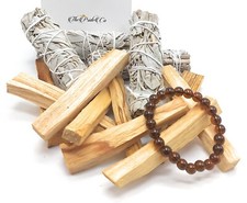 4" White Sage 4 And Palo Santo Smudge Stick/Wood 9 With Bead Bracelet