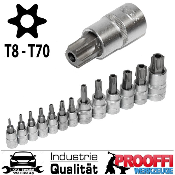 13-Tlg Torx T-Profil Stecknuss SteckschlüSsel T8-T70 FüR Inbus Schraube Mit Loch-image